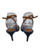Schutz Shoe Size 8.5 Brown & Blue Leather Upper Textile Ankle Buckle Sandals Brown & Blue / 8.5