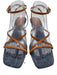 Schutz Shoe Size 8.5 Brown & Blue Leather Upper Textile Ankle Buckle Sandals Brown & Blue / 8.5