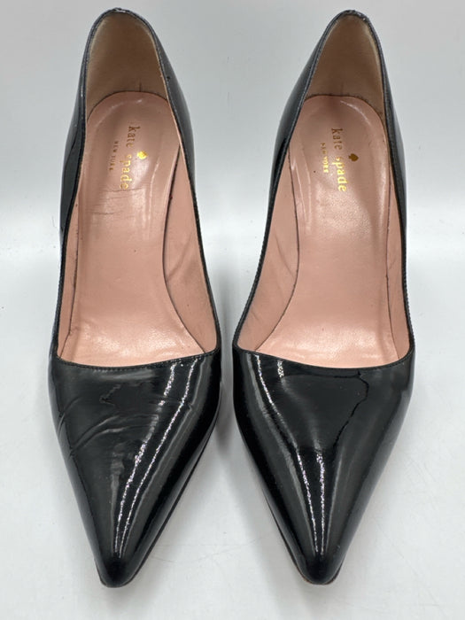 Kate Spade Shoe Size 7 Black Leather Upper Patent Pointed Almond Toe Pumps