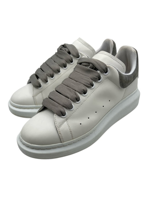 Alexander McQueen Shoe Size 39 White & Gray Leather Low Top Lace Up Sneakers White & Gray / 39