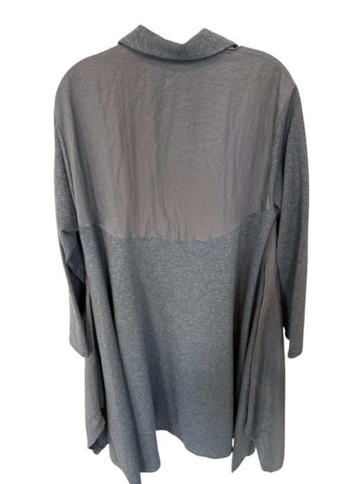 Size S Gray Cotton Blend Collar Button Down Mixed Material Trench Coat Gray / S