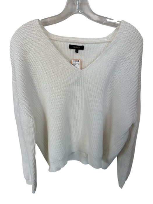 Quince Size M White Organic Cotton Long Sleeve Knit V Neck Sweater White / M