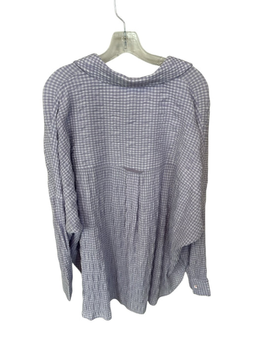 Intimately Size S Purple & White Rayon Blend Long Sleeve Gingham Button Down Top Purple & White / S