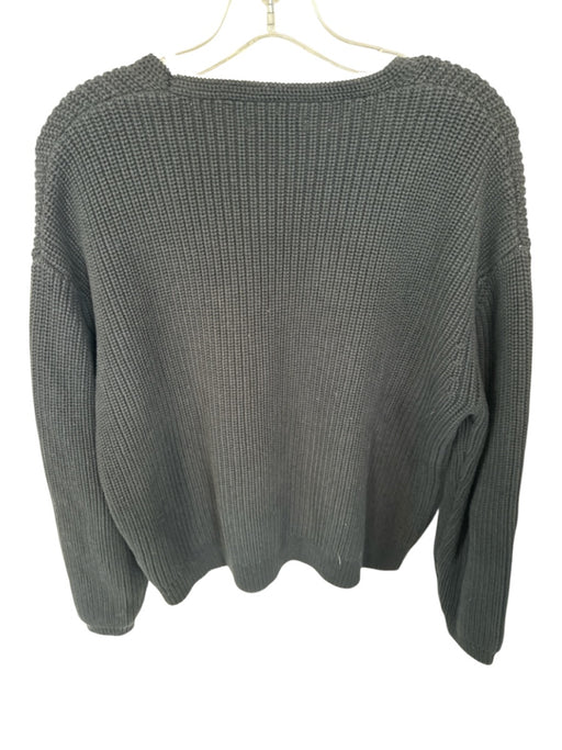 Quince Size M Black Organic Cotton Long Sleeve Knit V Neck Sweater Black / M
