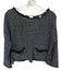 Max Studio Size M Black & White Polyester Tweed Raw Hem Long Sleeve Sweater Black & White / M