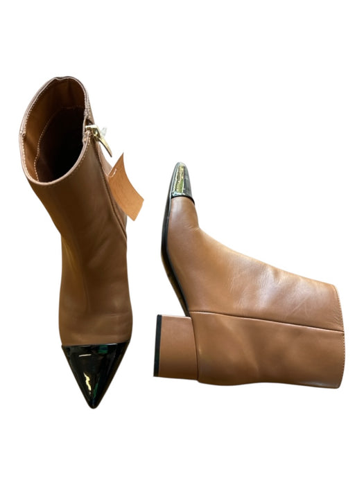 Marc Fisher Shoe Size 7.5 Brown & Black Leather Side Zip Cap Toe Ankle Booties Brown & Black / 7.5
