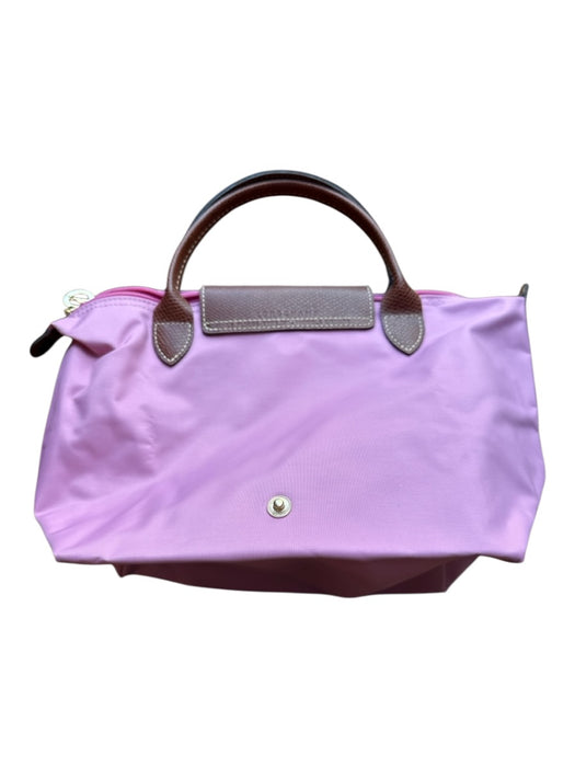 Longchamp Pink & Brown Nylon Leather Top Handles Zip Close Bag Pink & Brown / S