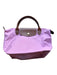 Longchamp Pink & Brown Nylon Leather Top Handles Zip Close Bag Pink & Brown / S