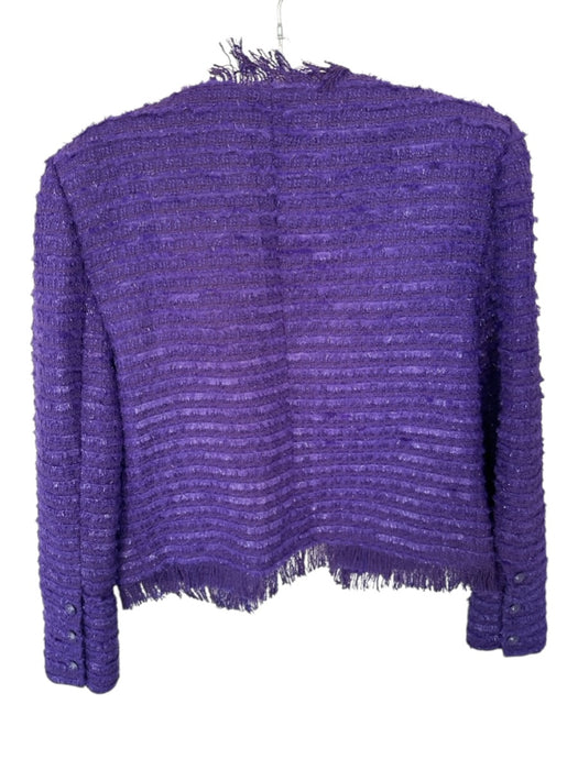 L'agence Size 6 Purple Polyester Blend Long Sleeve Tweed Fringe Jacket Purple / 6