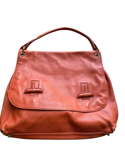 Christopher Kon Orange Leather Shoulder Strap Toggle Front Flap Bag Orange / L