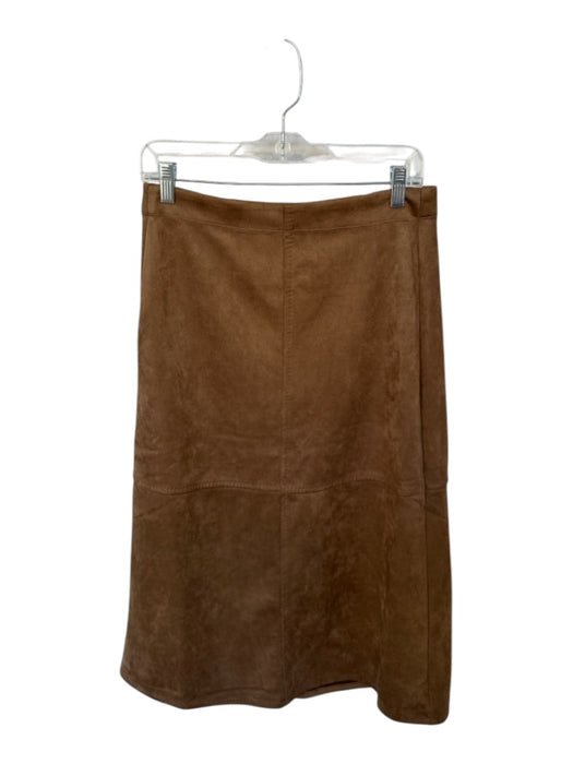 Max Studio Size M Brown Vegan Suede Elastic Waist Midi Skirt Brown / M