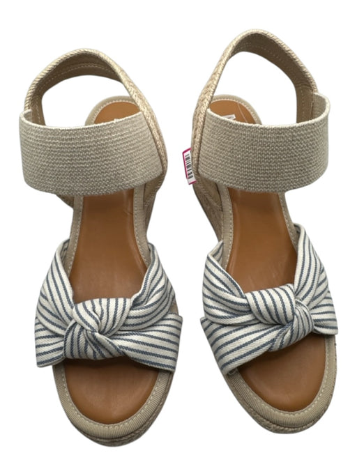 Mia Shoe Size 8 Tan & blue Canvas Espadrille Knot Striped Wedge Sandals Tan & blue / 8