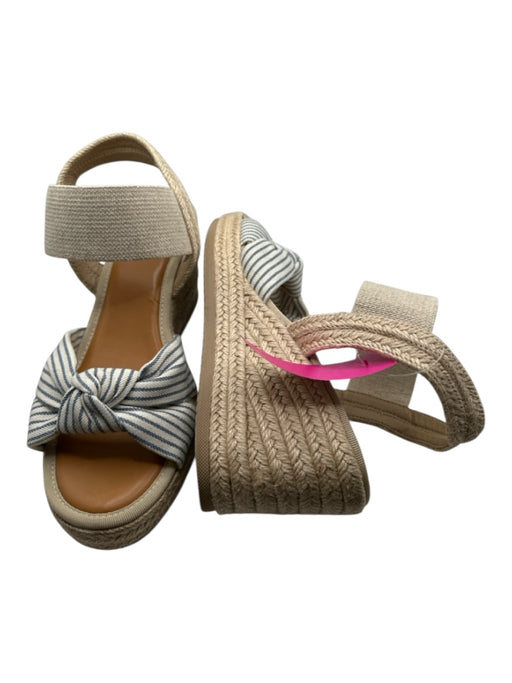 Mia Shoe Size 8 Tan & blue Canvas Espadrille Knot Striped Wedge Sandals Tan & blue / 8