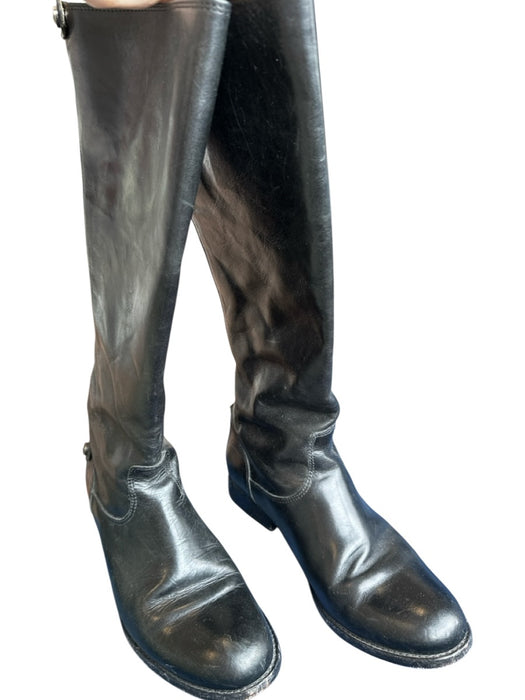 Frye Shoe Size 8 Black Leather Back Zip Knee High Boots Black / 8