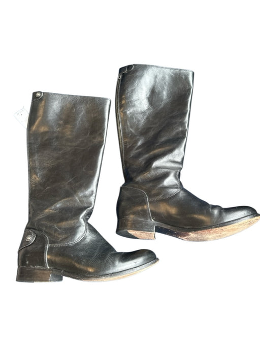 Frye Shoe Size 8 Black Leather Back Zip Knee High Boots Black / 8