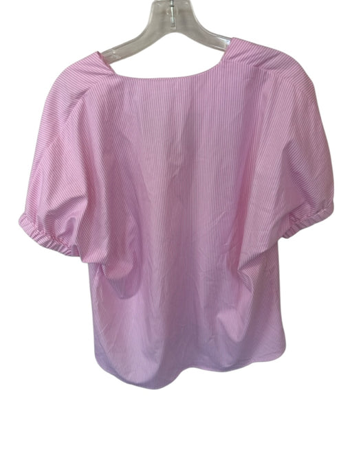 Caryn Lawn Size One Size Pink & White Cotton Short Balloon Sleeve Striped Top Pink & White / One Size