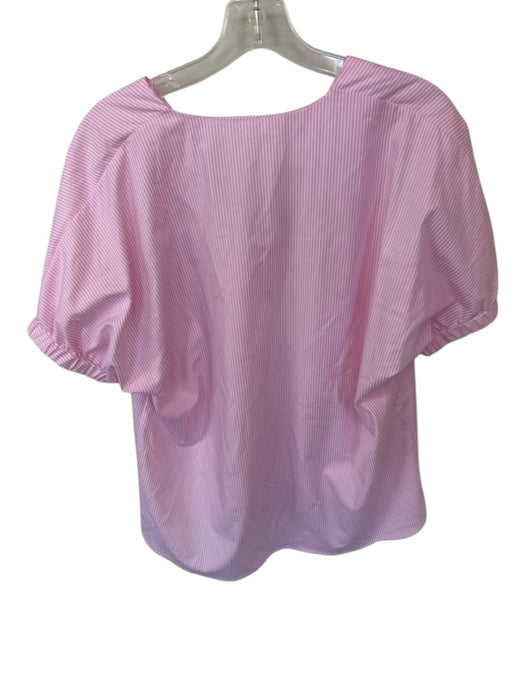 Caryn Lawn Size One Size Pink & White Cotton Short Balloon Sleeve Striped Top Pink & White / One Size