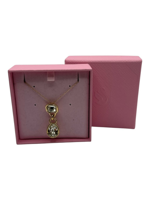 Swarovski Gold Metal Crystal Pendant Chain Necklace Gold
