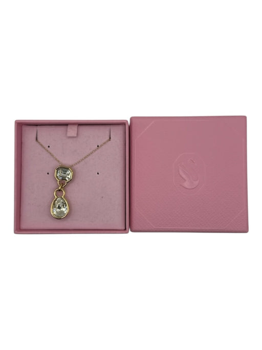Swarovski Gold Metal Crystal Pendant Chain Necklace Gold