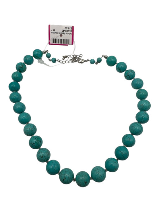 Turquiose Round Beads Silver Hardware Necklace Turquiose