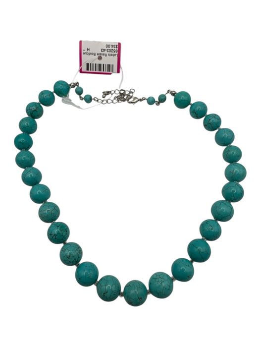 Turquiose Round Beads Silver Hardware Necklace Turquiose