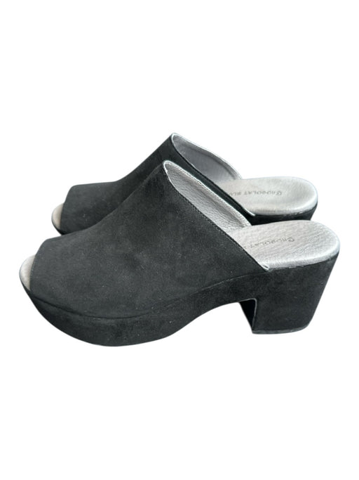 Chocolat Blu Shoe Size 8.5 Black Suede Platform Block Heel Open Toe Clogs Black / 8.5