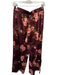 Johnny Was Size S Maroon & Pink Silk Elastic Waist Flowers Wide Leg Pants Maroon & Pink / S
