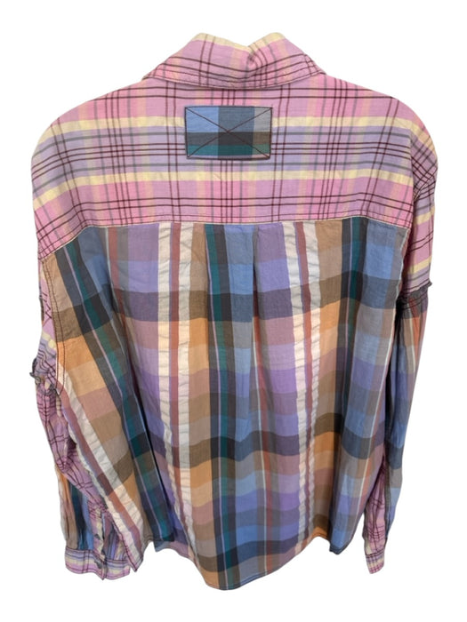 We The Free Size S Pink & Orange Cotton Long Sleeve Plaid Button Down Top Pink & Orange / S