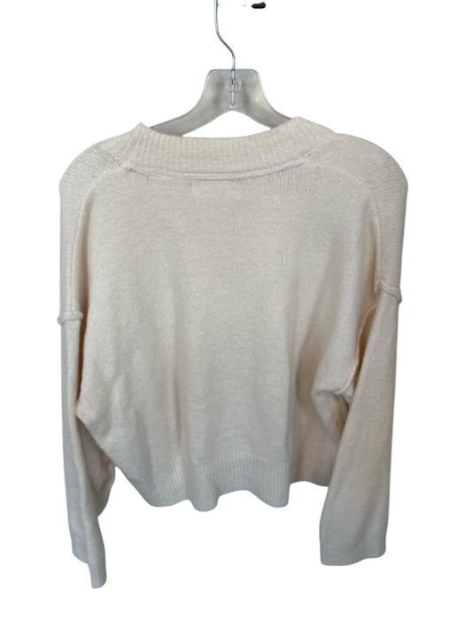 Free People Size XS Cream Cotton Blend Long Sleeve Buttons Cardigan Sweater Cream / XS