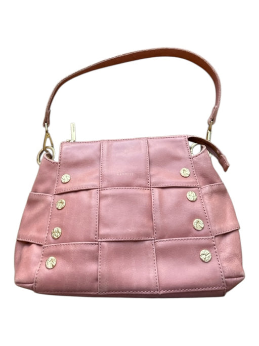 Hammitt Pink & Gold Leather Basket Weave Zip Close Shoulder Strap Bag Pink & Gold / S