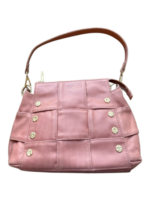 Hammitt Pink & Gold Leather Basket Weave Zip Close Shoulder Strap Bag Pink & Gold / S