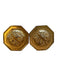 Versace Gold Metal Octagonal Medusa Clip On Earrings Gold