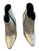 Balmain Shoe Size 38.5 Silver Leather Metallic Block Heel Side Zip Ankle Booties Silver / 38.5