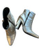 Balmain Shoe Size 38.5 Silver Leather Metallic Block Heel Side Zip Ankle Booties Silver / 38.5