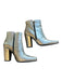 Balmain Shoe Size 38.5 Silver Leather Metallic Block Heel Side Zip Ankle Booties Silver / 38.5