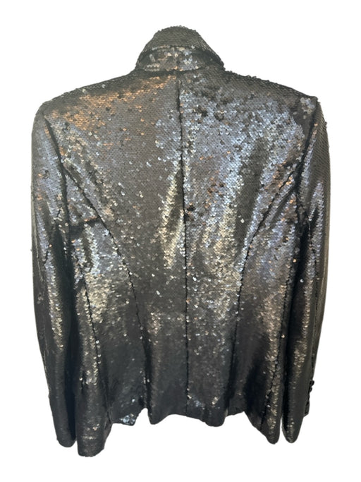 L'agence Size Est M Black Sequin Long Sleeve Double Breast Blazer Jacket Black / Est M