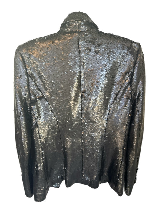 L'agence Size Est M Black Sequin Long Sleeve Double Breast Blazer Jacket Black / Est M