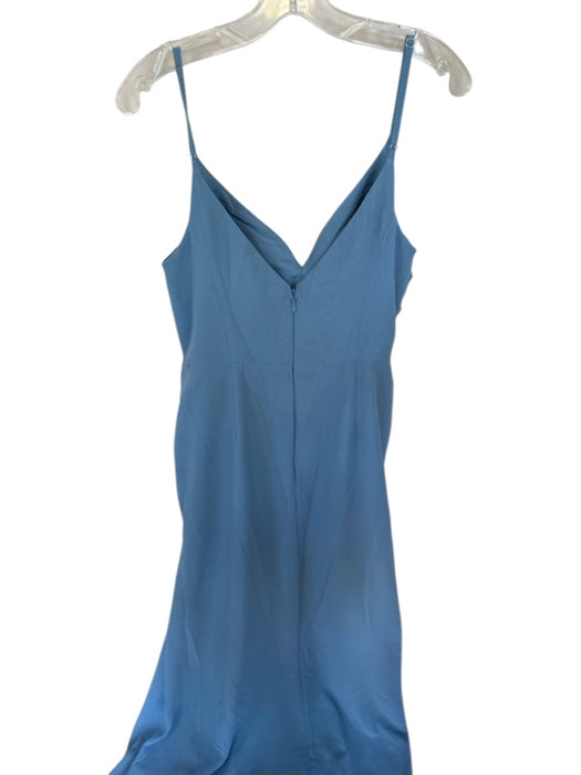 Azazie Size 14 Blue Polyester Spaghetti Strap Pleat Detail Padded Back Zip Gown Blue / 14