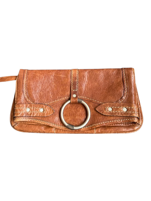 Ruehl Brown Leather Front Flap SHW Clutch Bag Brown / S