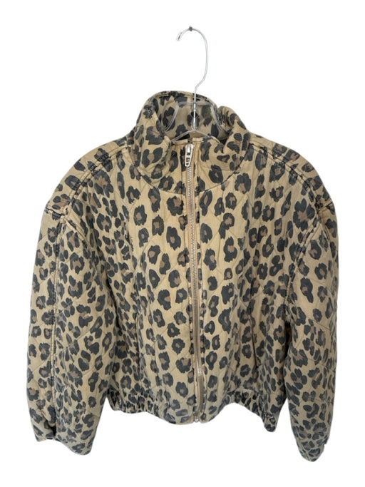 BlankNYC Size S Tan & black Cotton Long Sleeve Animal Print Quilted Jacket Tan & black / S