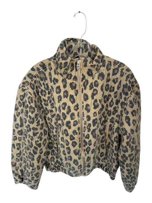 BlankNYC Size S Tan & black Cotton Long Sleeve Animal Print Quilted Jacket Tan & black / S