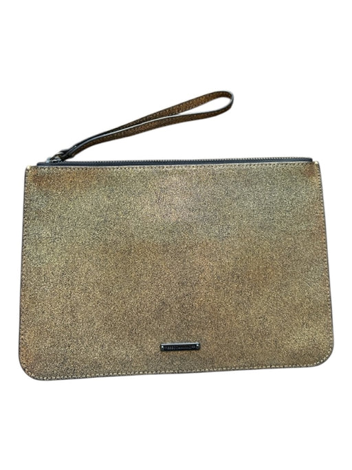 Rebecca Minkoff Gold & Black Leather Iridescent Studded Zip Close Clutch Bag Gold & Black / S