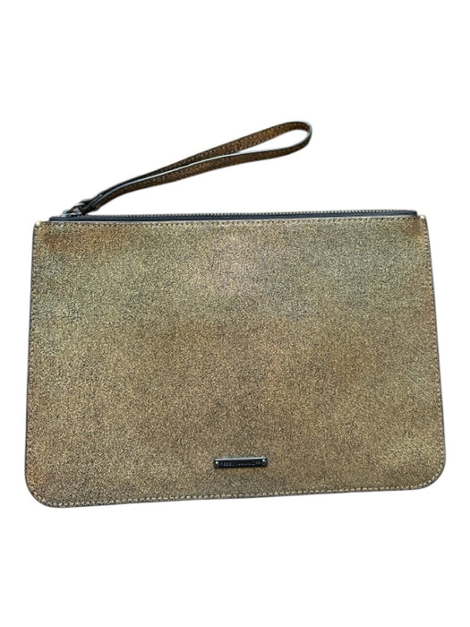 Rebecca Minkoff Gold & Black Leather Iridescent Studded Zip Close Clutch Bag Gold & Black / S