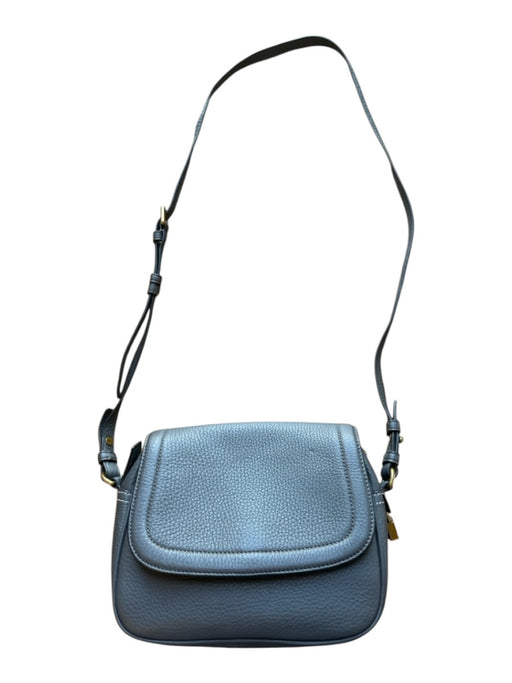 J. Crew Gray & Brass Leather Pebbled Front Flap Crossbody Bag Gray & Brass / S