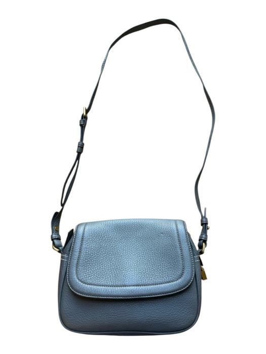 J. Crew Gray & Brass Leather Pebbled Front Flap Crossbody Bag Gray & Brass / S