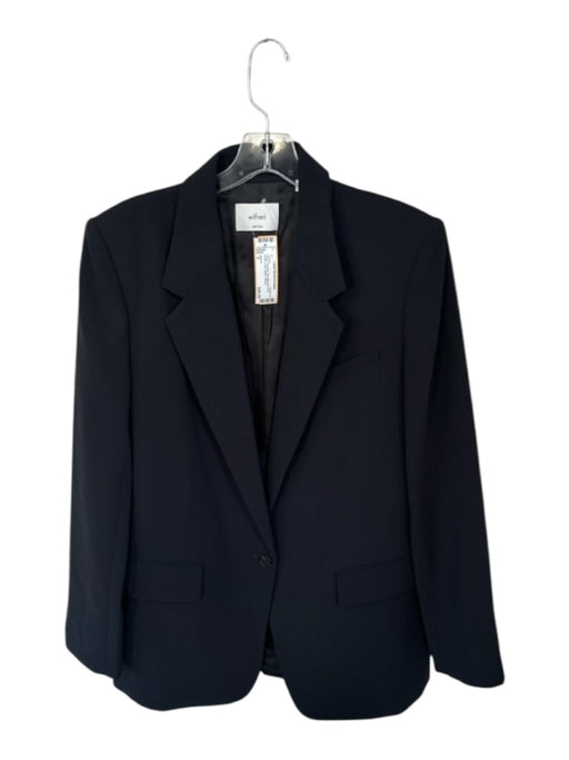 Wilfred Size 8 Black Polyester Shoulder Pad One Button Long Blazer Jacket Black / 8