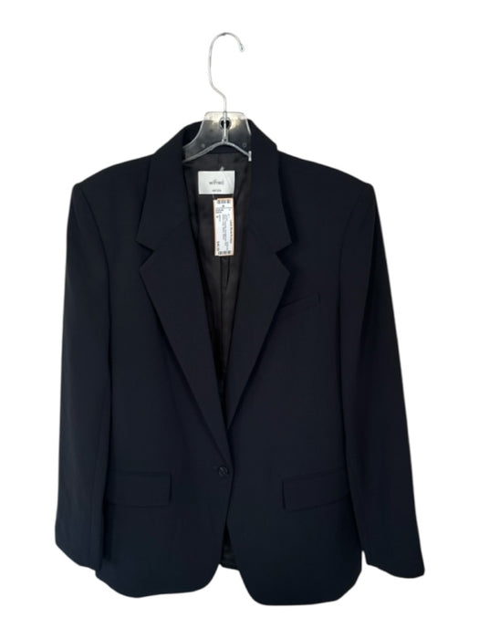 Wilfred Size 8 Black Polyester Shoulder Pad One Button Long Blazer Jacket Black / 8