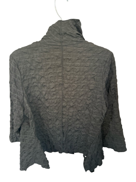 IC Collection Size M Black Polyester Blend Long Sleeve Crinkle Open Front Jacket Black / M