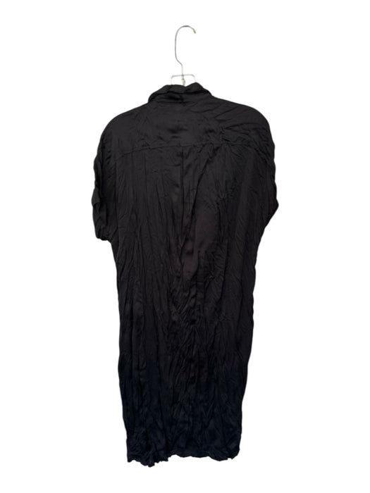 Alembika Size 3/L Black Polyester Short Sleeve Crinkle Collar Buttons Dress Black / 3/L
