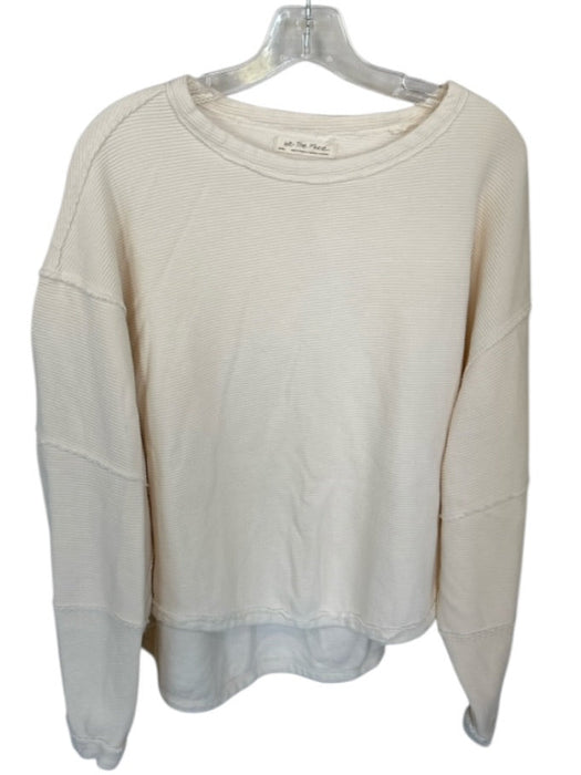 We The Free Size S Cream Cotton Long Sleeve Waffle V Neck Oversize Top Cream / S